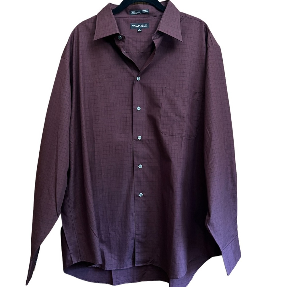 Metropolitan by Lord & Taylor dress shirt button down maroon, SZ Neck 18…